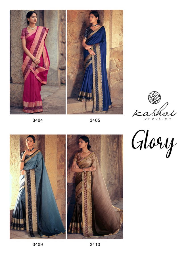 Kashvi Glory Fancy Designer Heavy Festive casual Wear Vichitra Silk Sarees Collection
